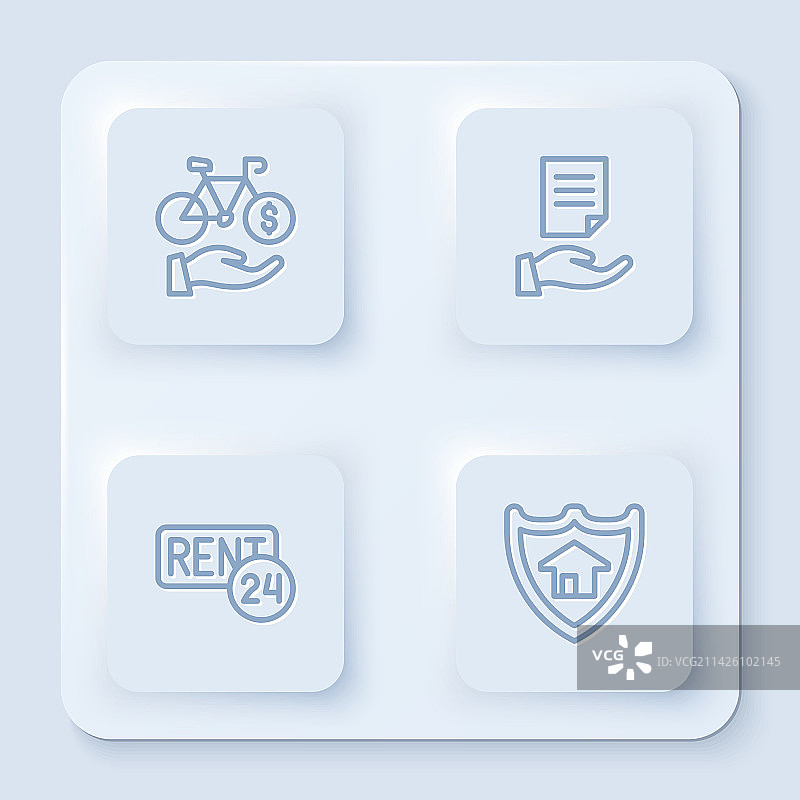 自行车租赁手机应用房屋合同线条设计图片素材