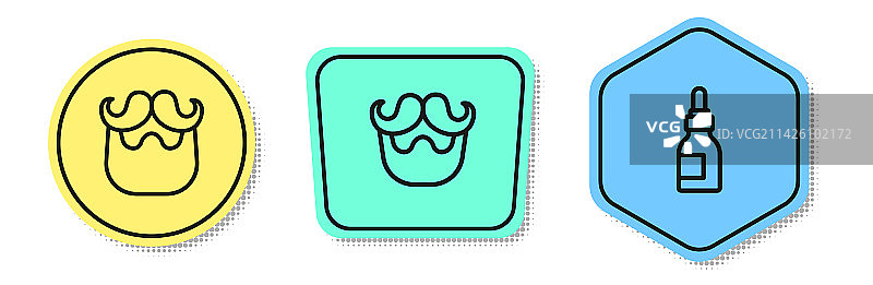 胡子、胡须和油瓶线性组合图片素材