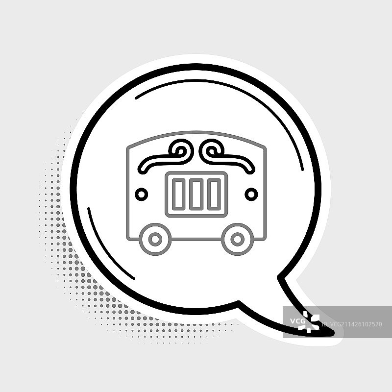 灰色背景上的线条马戏团车图标图片素材