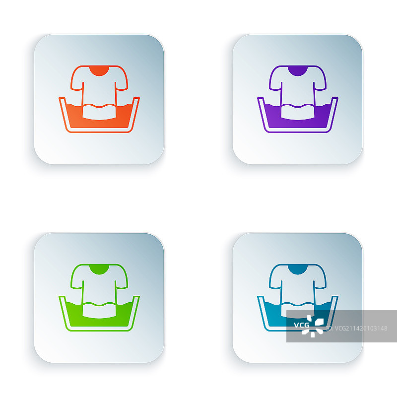 彩色塑料盆与衬衫图标图片素材