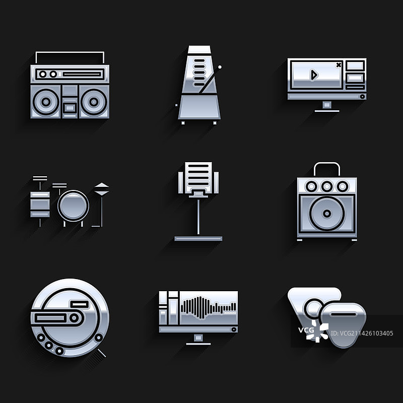 一组乐谱架录音机图片素材