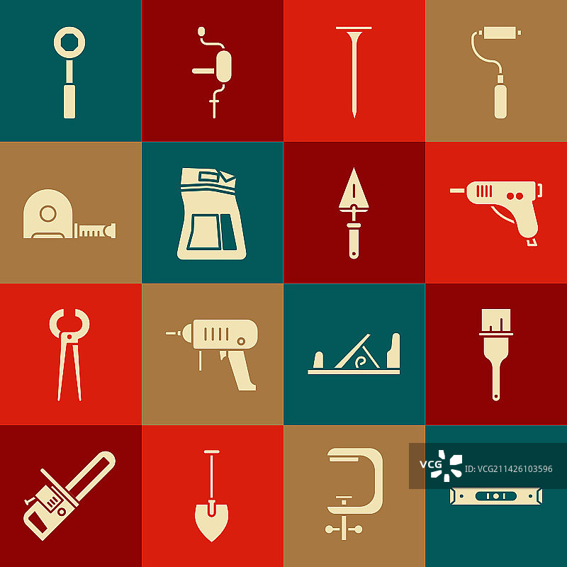 建筑用气泡水平仪和油漆刷图片素材