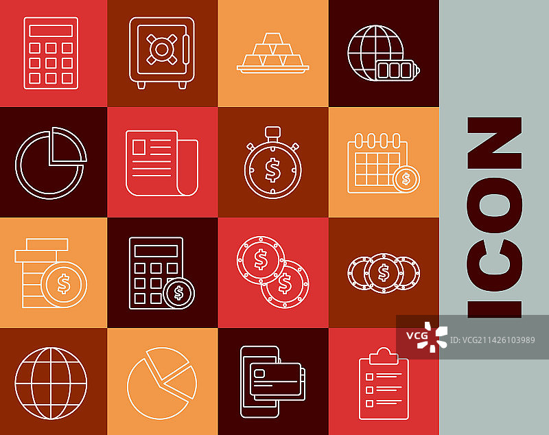 硬币清单剪贴板线条图片素材