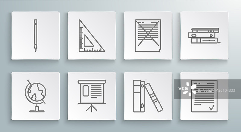 地球仪、日程表和图表等图标图片素材