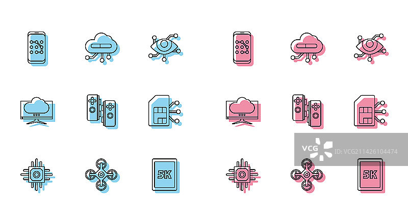 无人机移动图形线条集合图片素材