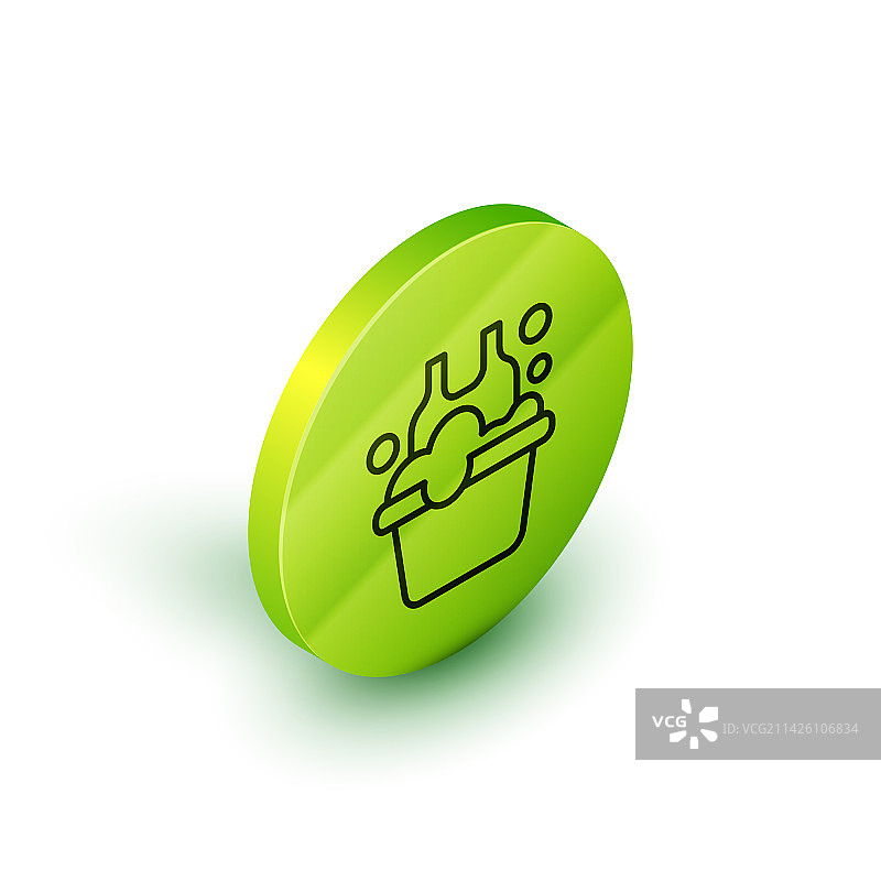 2.5D线条塑料盆与肥皂泡图标图片素材