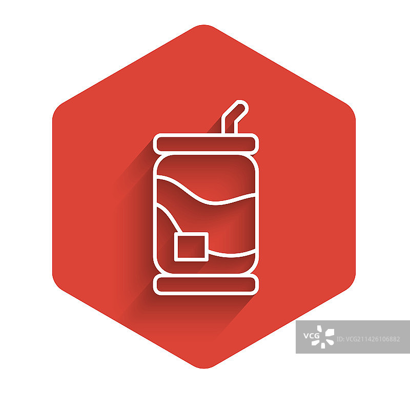 白色线条苏打罐长阴影图标图片素材