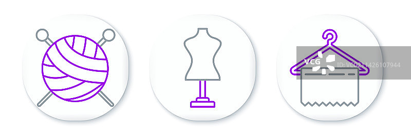 衣柜挂牌，带针织的纱线球图片素材