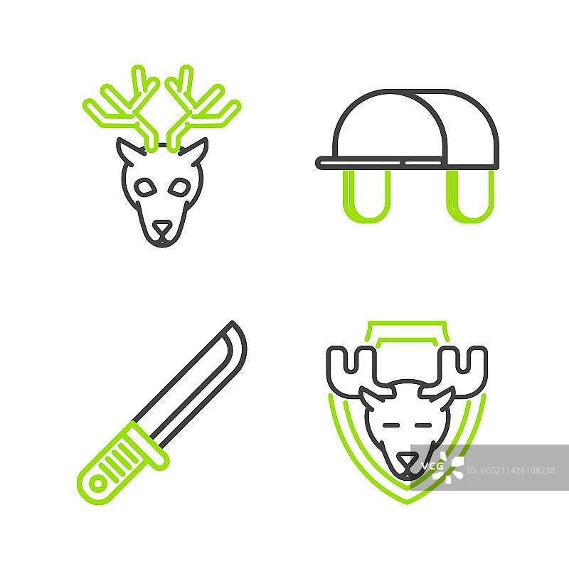 盾牌上的驼鹿头猎人刀帽线条图片素材