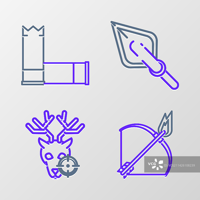 弓箭猎鹿线条组合图片素材