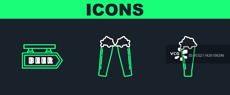 啤酒杯街头招牌线稿图标图片素材