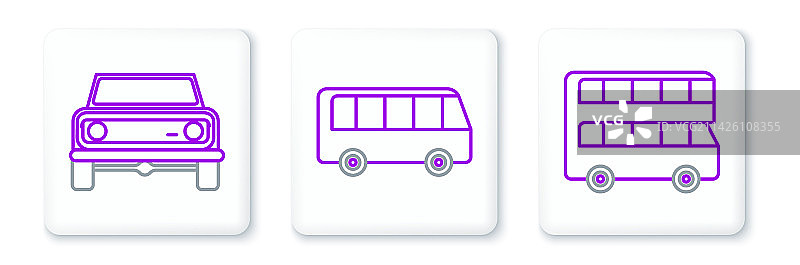 双层巴士、越野车和巴士图标图片素材