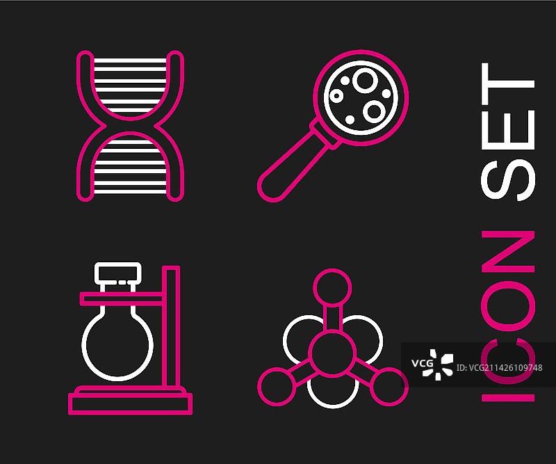 支架上细菌试管烧瓶的线条组合图片素材