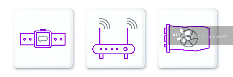 线条视频显卡智能手表和路由器图片素材