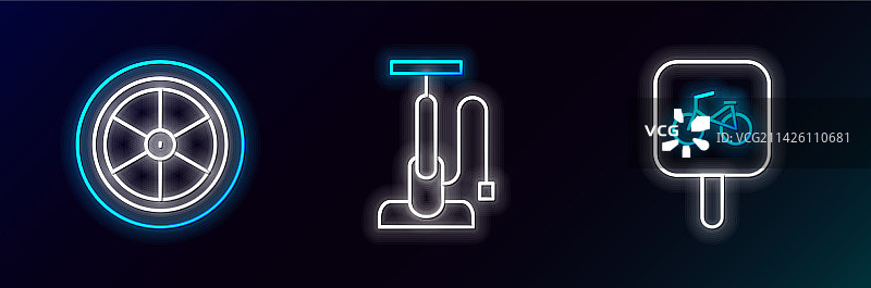 自行车停车位车轮和气泵图标图片素材