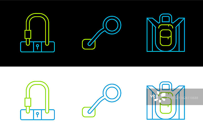徒步背包自行车锁线条设计图片素材