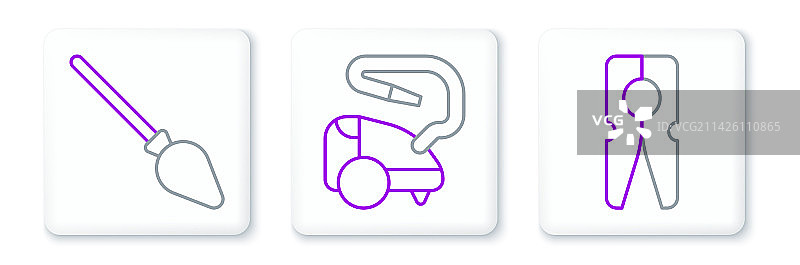 衣夹扫帚吸尘器线条图标合集图片素材