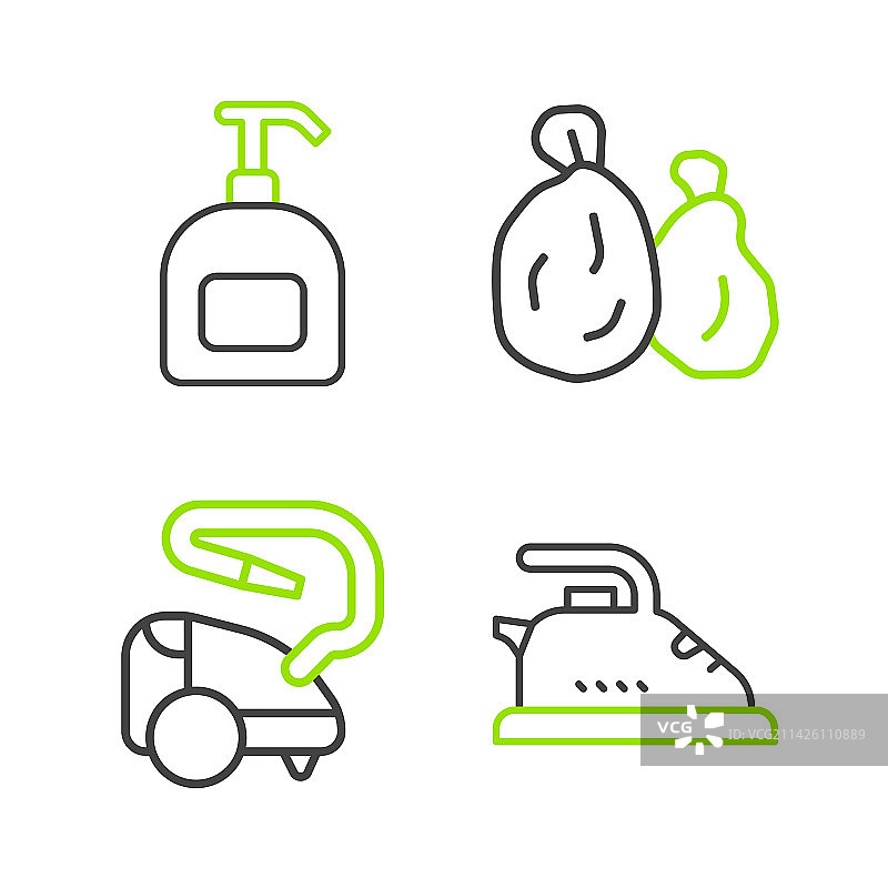 电熨斗真空吸尘器垃圾系列图标图片素材