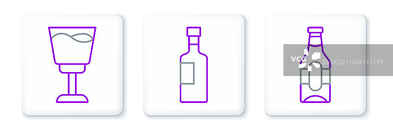 啤酒瓶和葡萄酒杯图标图片素材