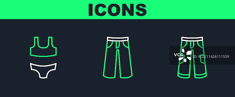 裤子、泳衣和图标合集图片素材