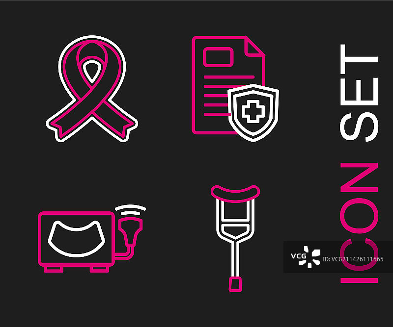 超声波病人与拐杖线条图标图片素材