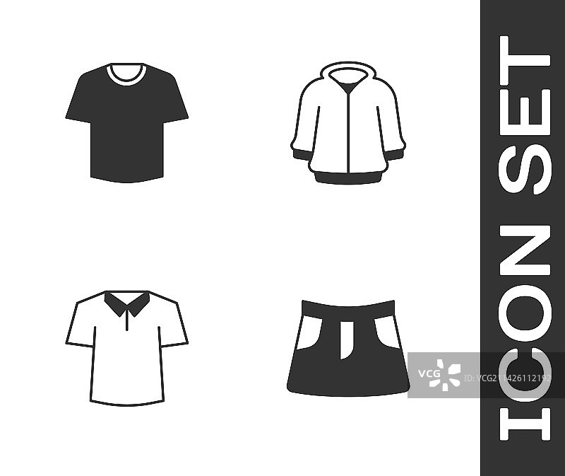 裙子T恤衬衫和连帽衫icon套装图片素材