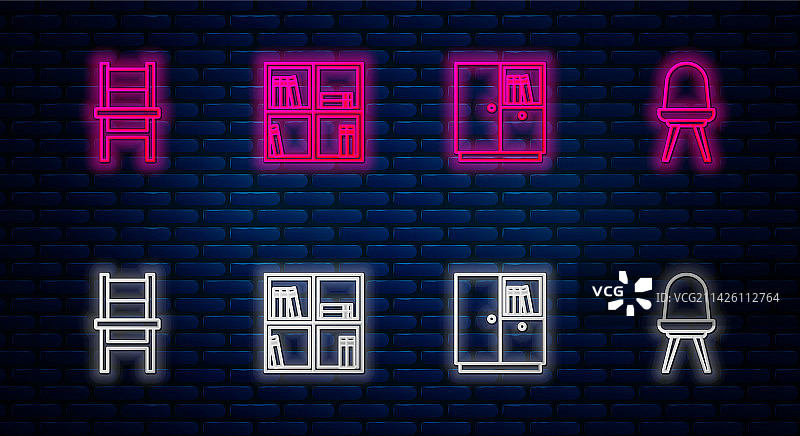 书架衣柜椅子组合图片素材