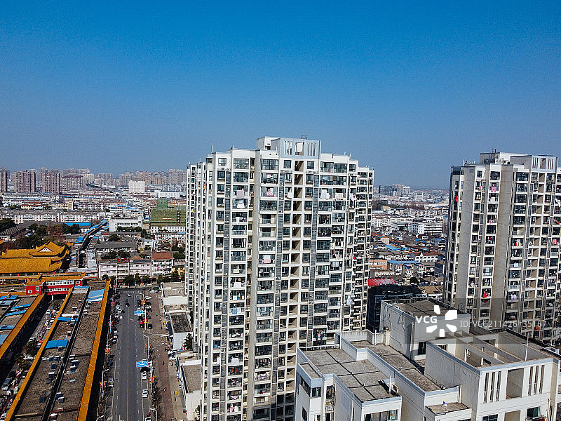 舒城县 慈母宫 南溪路 新世界购物 中医院 航拍图片素材