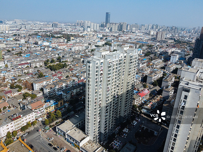 舒城县 慈母宫 南溪路 新世界购物 中医院 航拍图片素材