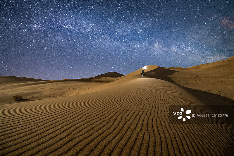 腾格里沙漠星空银河图片素材