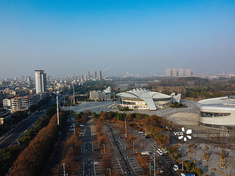 安庆 安庆体育馆 菱湖南路 新城吾悦广场 皖江大道 望座国际 庆润水上娱乐中心 航拍图片素材