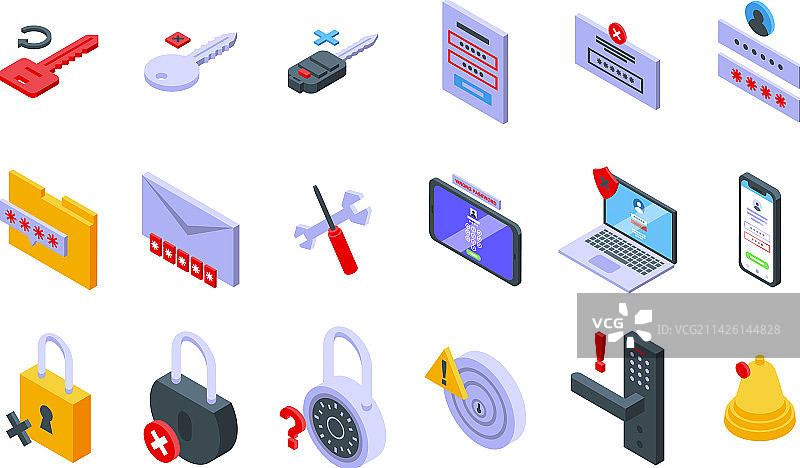 密码错误图标2.5D钥匙图片素材