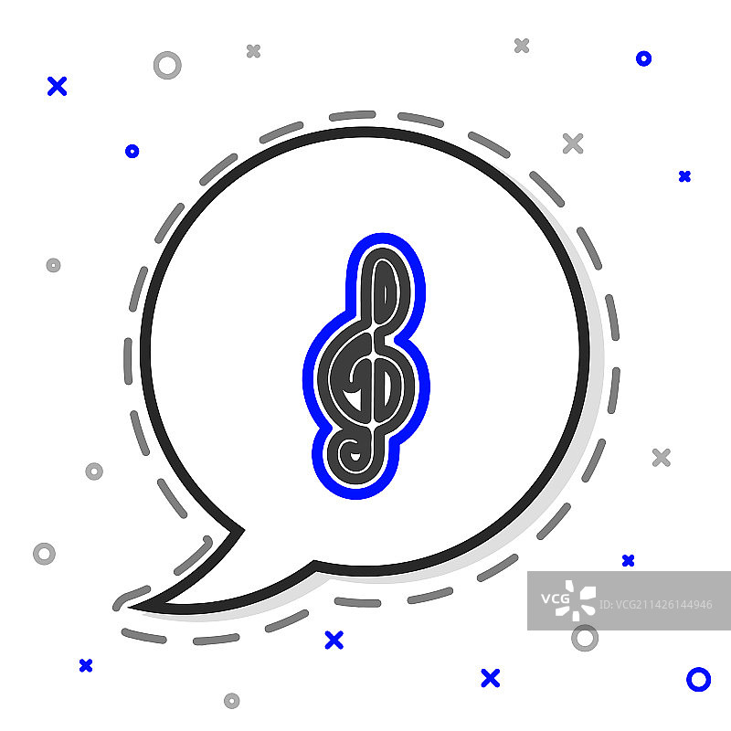 白色背景上的高音谱号线条图标图片素材