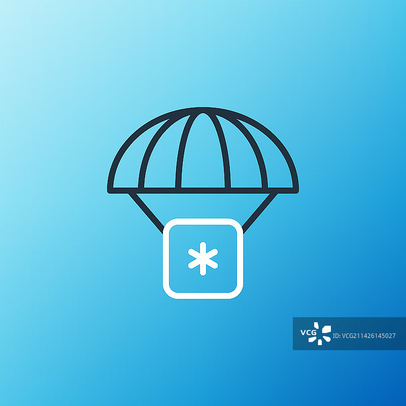 蓝色背景上的线条人道主义援助图标图片素材