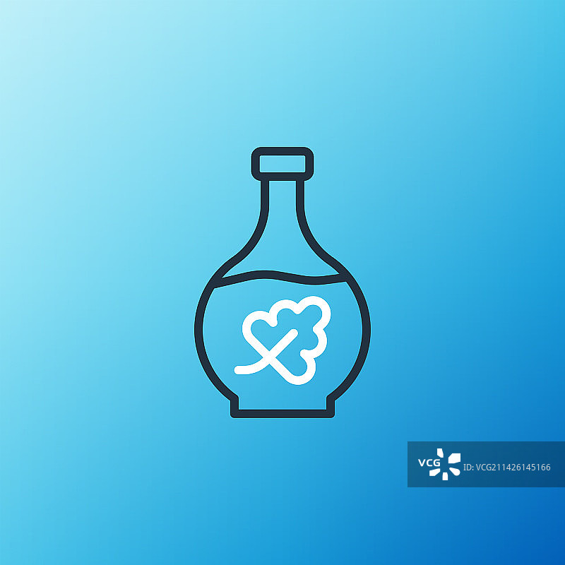 蓝色背景上的线条精油瓶图标图片素材