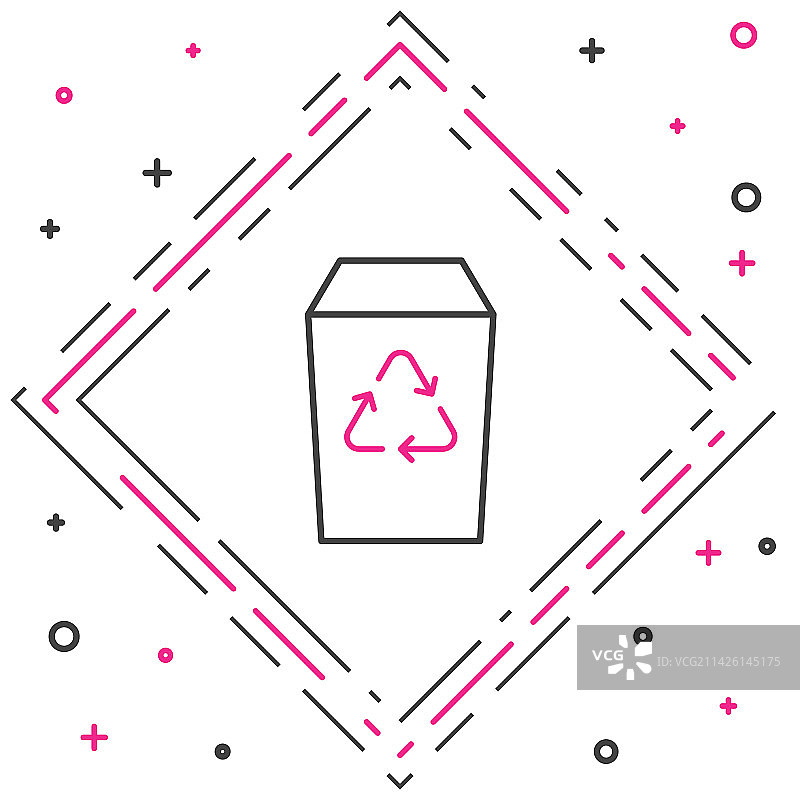 带回收标志的回收箱线条图标图片素材