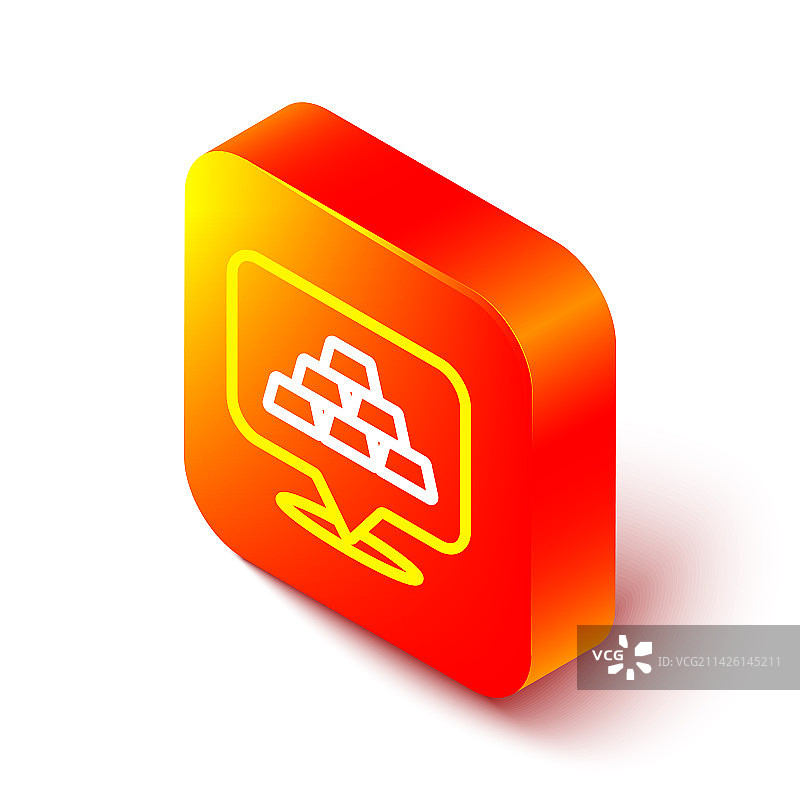 2.5D线条金条图标，白色背景图片素材