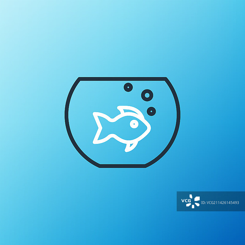 蓝色背景上的鱼缸线条图标图片素材