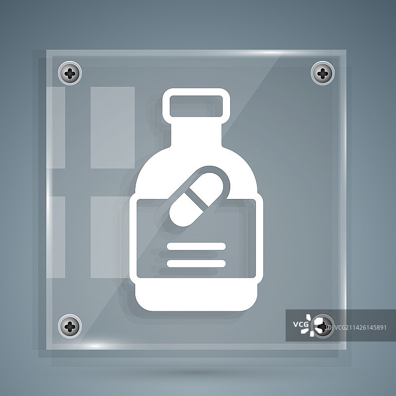 孤立的白色药瓶和药丸图标图片素材