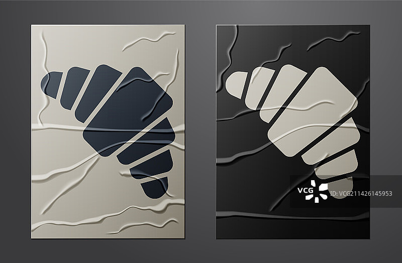 皱纸上孤立的白色羊角面包图标图片素材