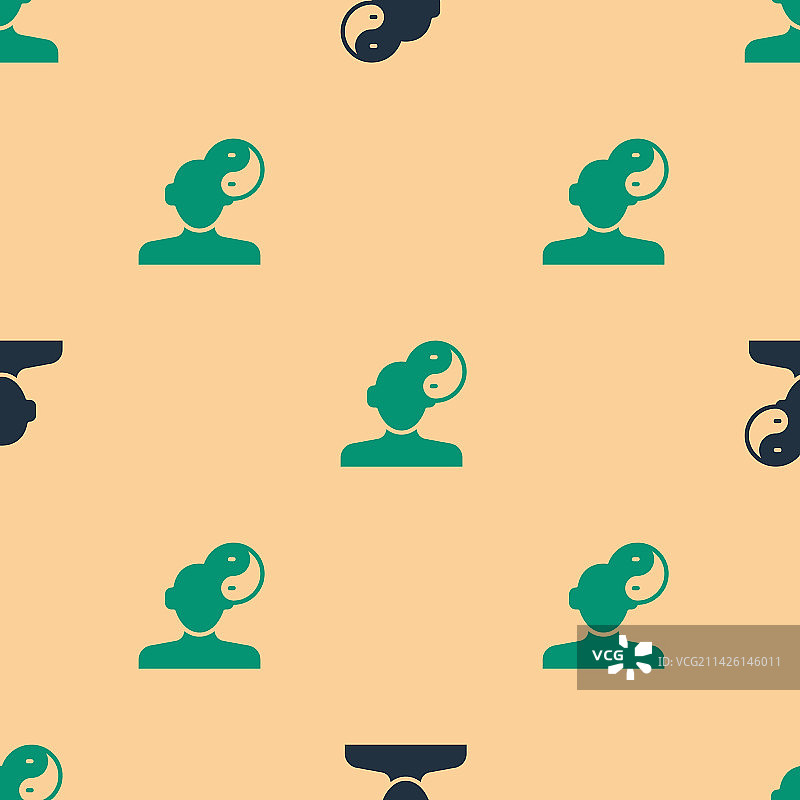 绿黑色阴阳和谐象征图片素材