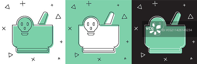 白色背景下的研钵研杵图标套装图片素材