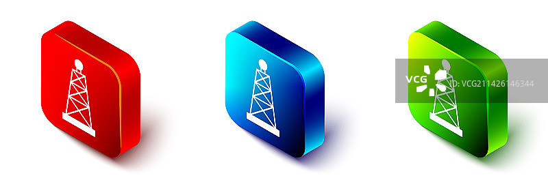 2.5D白色背景石油钻井平台图标图片素材