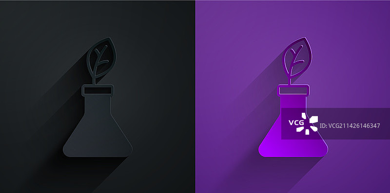 黑色背景上的植物育种纸剪轮廓图标图片素材