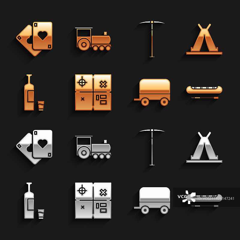 藏宝图印第安圆锥形帐篷或皮划艇图片素材