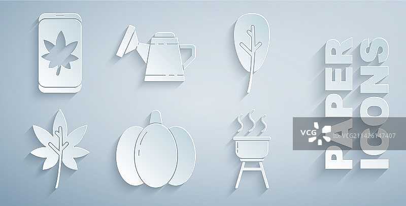 南瓜叶与烧烤架图片素材