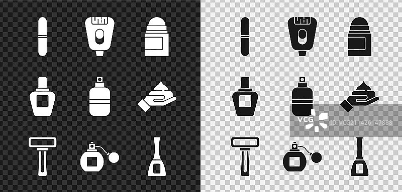 指甲锉、脱毛器、止汗剂和除臭剂套装图片素材