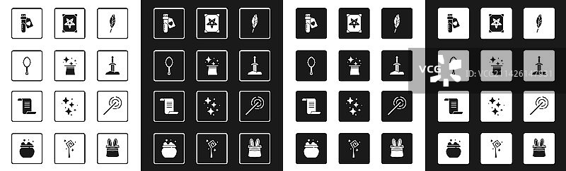 魔法羽毛帽子手镜瓶子图片素材