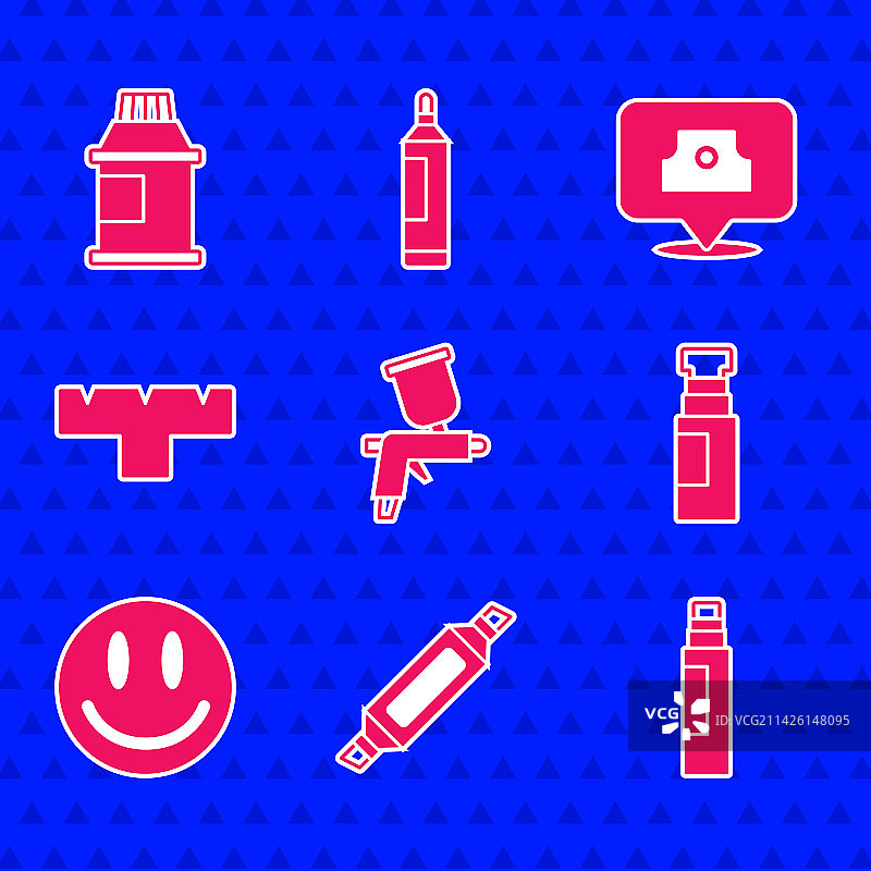 喷漆枪记号笔笑脸套装图片素材