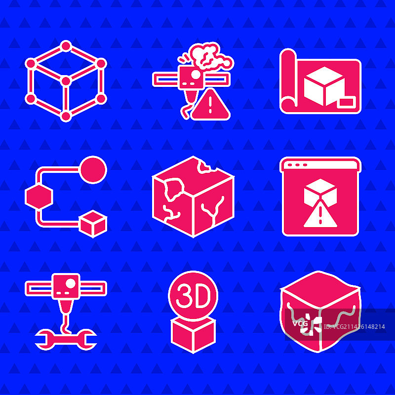 2.5D等距立方体3D打印机扳手图片素材